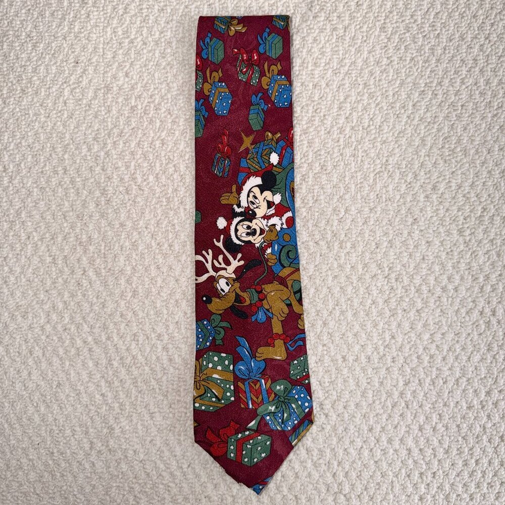 2/$30 Disney Mickey Unlimited Christmas Burgundy Tie